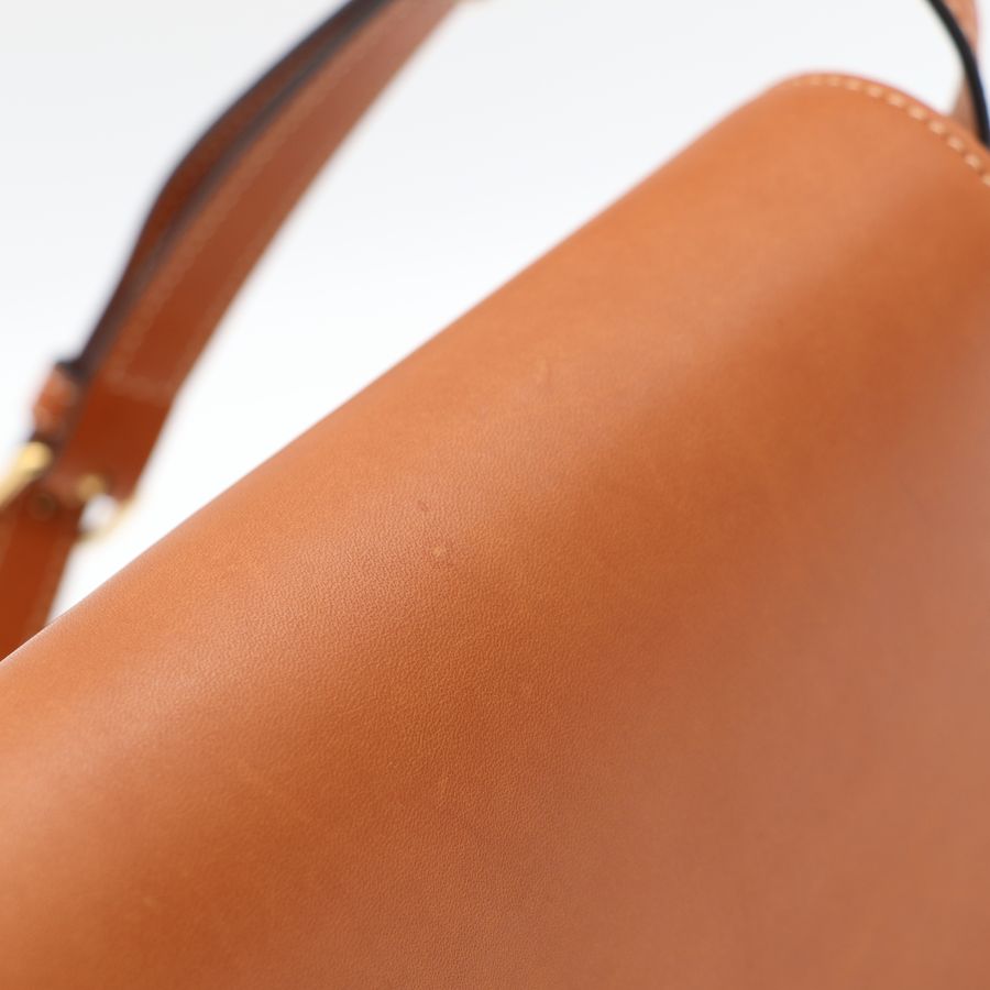 Celine 焦糖色 牛皮 凱旋門金扣 肩背包 手提包-14
