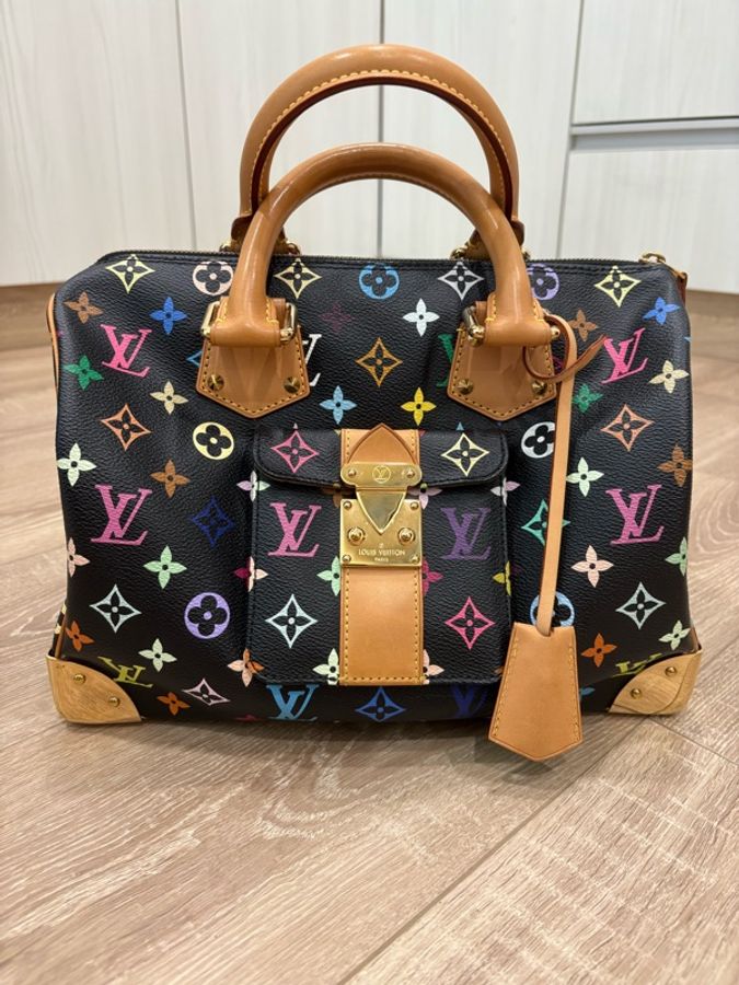 LV 路易威登 村上隆 speedy 30黑彩 vintage-0