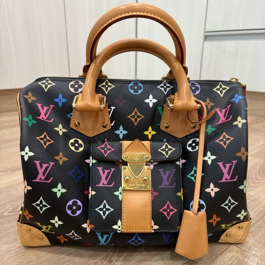 LV 路易威登 村上隆 speedy 30黑彩 vintage-5