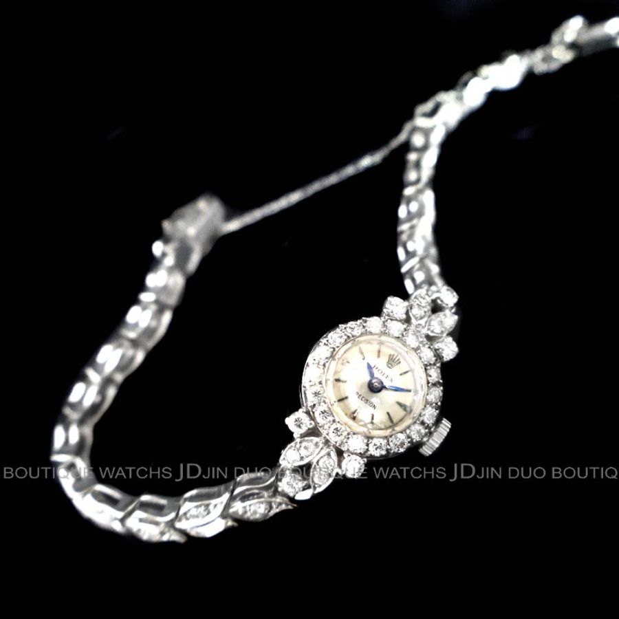 金鐸精品~2558 ROLEX勞力士Vintage Precision15mm鉑金錶殼手動上鍊女用鑽錶-7