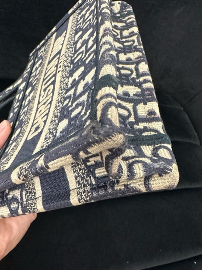 迪奧 Dior Book Tote mini老花托特包,藍色拼米色,經典款,帆布材質,手提設計-5