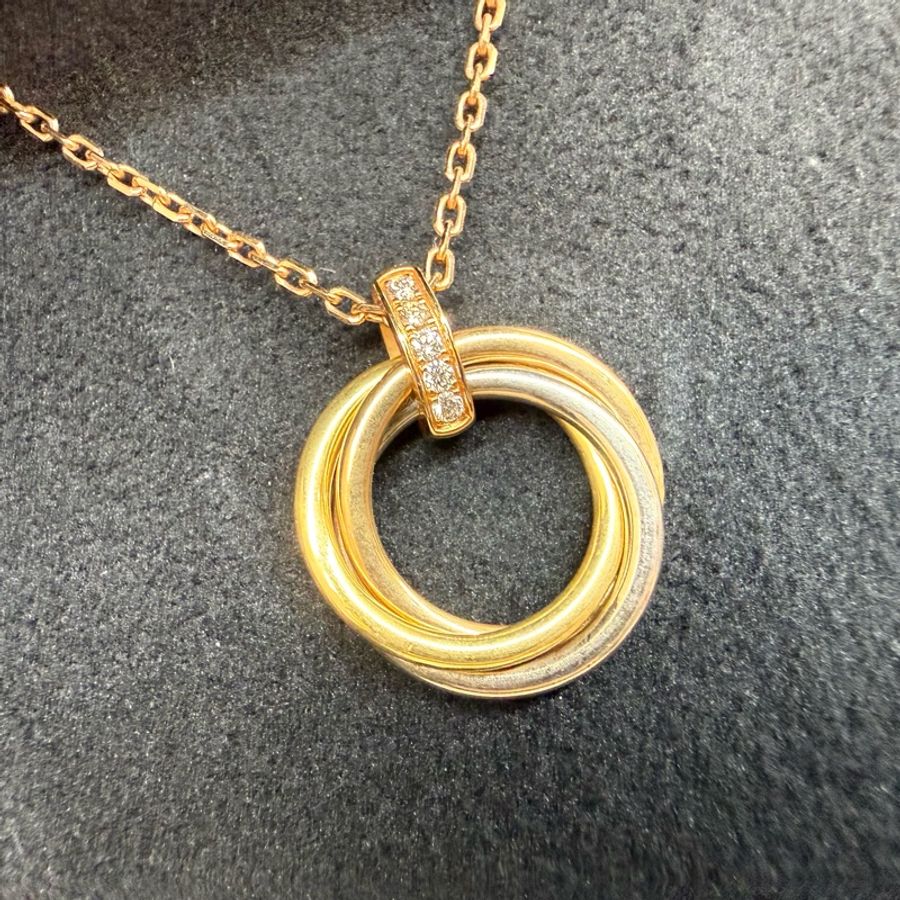 Cartier 🤍18k玫瑰金Trinity5點鑽項鍊B7058700-3