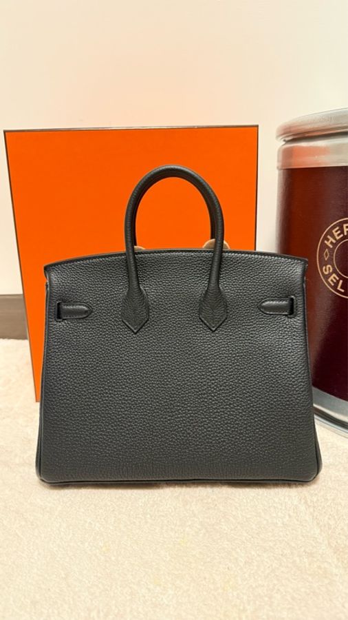 全新HERMES 愛馬仕 BIRKIN 25 柏金包 TOGO皮 黑色銀扣 G刻-1