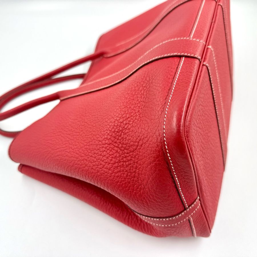 Hermes❤️Q5中國紅色Negonda小牛皮銀釦garden party36-10