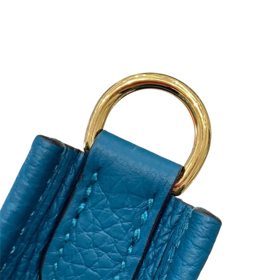 HERMÈS 愛馬仕 EVELYNE17 肩背包 小牛皮 極光藍色 金扣-13