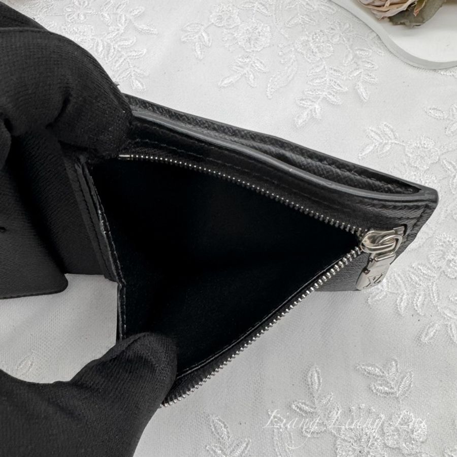 LOUIS VUITTON LV 經典 Damier Graphite 黑格紋短夾-14