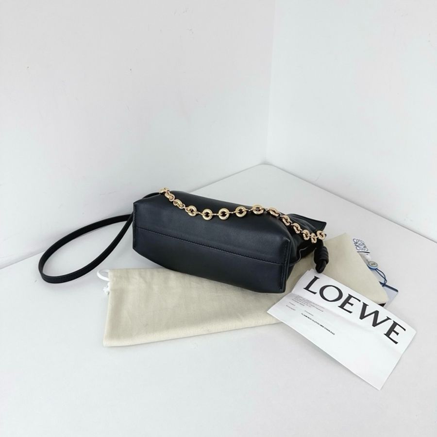 Loewe 羅意威 Mini Flamenco 甜甜圈鏈條⛓️黑金福袋包 單肩包斜挎包-4
