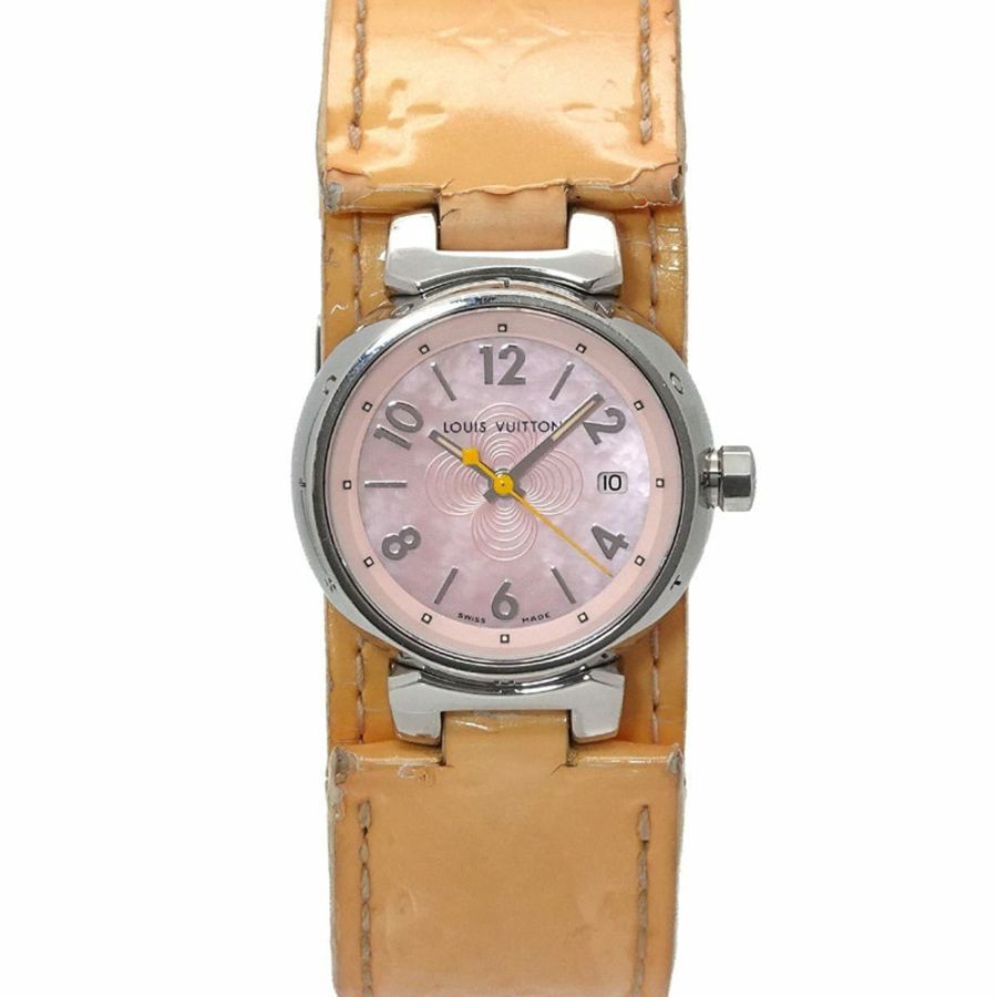 路易威登 Tambour Q1216 女士腕錶，日期顯示，粉紅色錶殼，石英錶-1