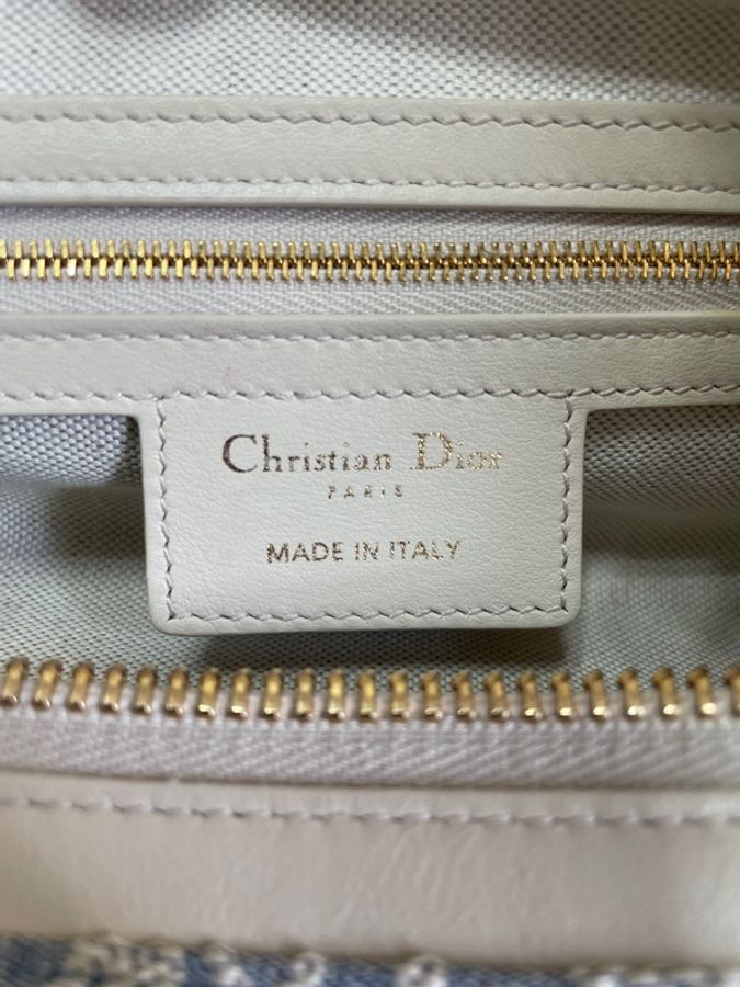 Dior 迪奧Small D-Journey Bag酒椰草 經典Oblique老花 藍色配奶白牛皮-28