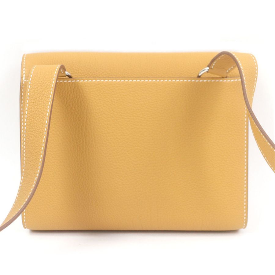 HERMES Sac à Dépêches 21 Togo 皮革單肩包,天然貂皮,W 印花,帶灰塵法國製造,男士-3