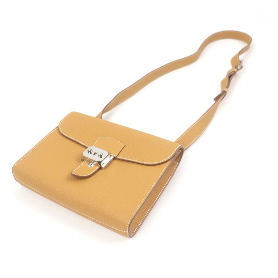 HERMES Sac à Dépêches 21 Togo 皮革單肩包,天然貂皮,W 印花,帶灰塵法國製造,男士-5