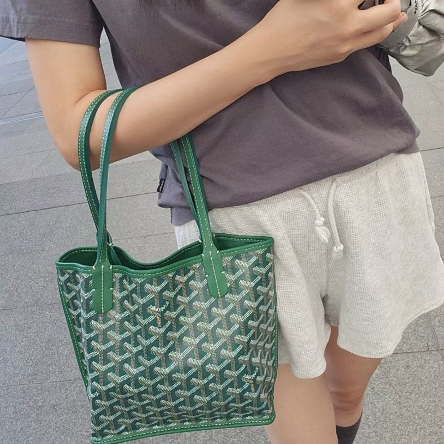 Goyard mini托特綠色 小牛皮 20 x 10 x 20  99新配件配件塵袋 子袋-0