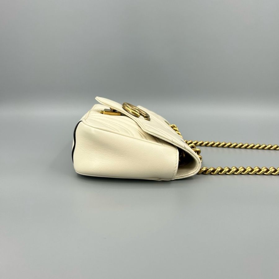 GUCCI 古馳 白金馬蒙22鏈條單肩斜挎包 97新-3