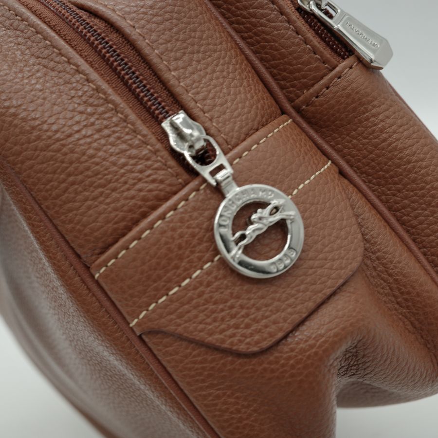 LongChamp 瓏驤 金棕色 牛皮 拉鍊 盥洗包 27cm-10