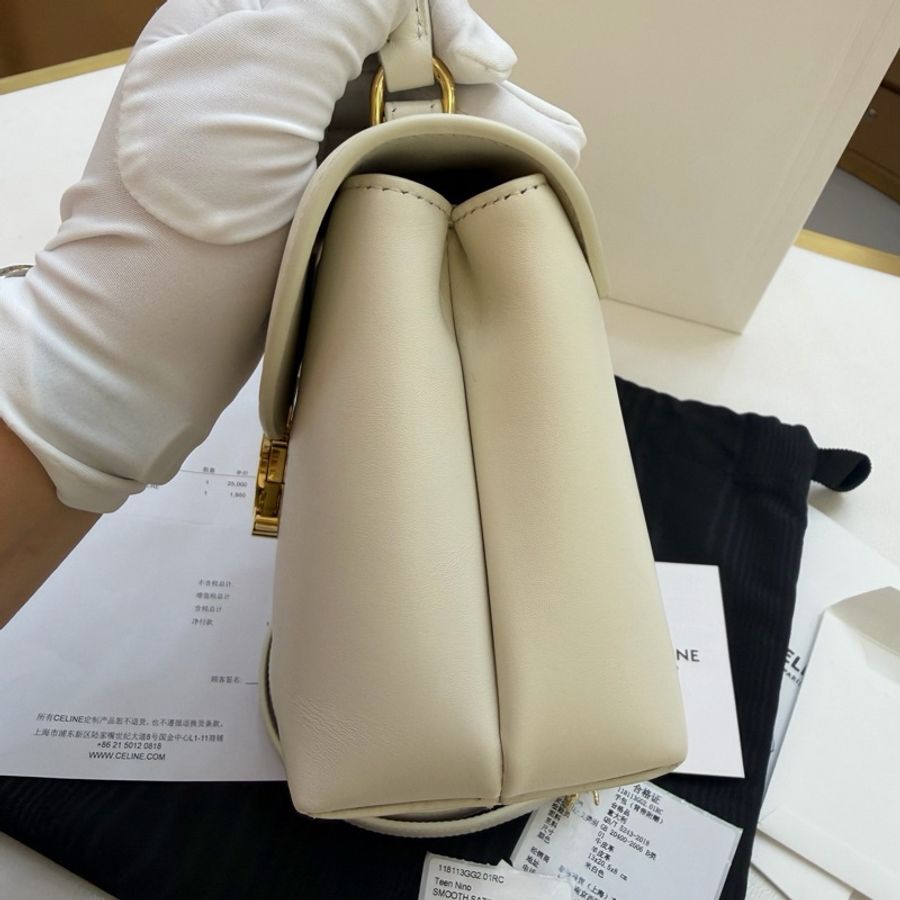 99新Celine 賽琳 TEEN NINO 牛皮 米色 尺寸： 20.5 x 13 x 8  附件：塵袋 卡紙-2