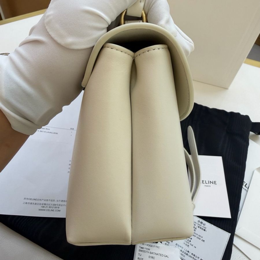 99新Celine 賽琳 TEEN NINO 牛皮 米色 尺寸： 20.5 x 13 x 8  附件：塵袋 卡紙-3