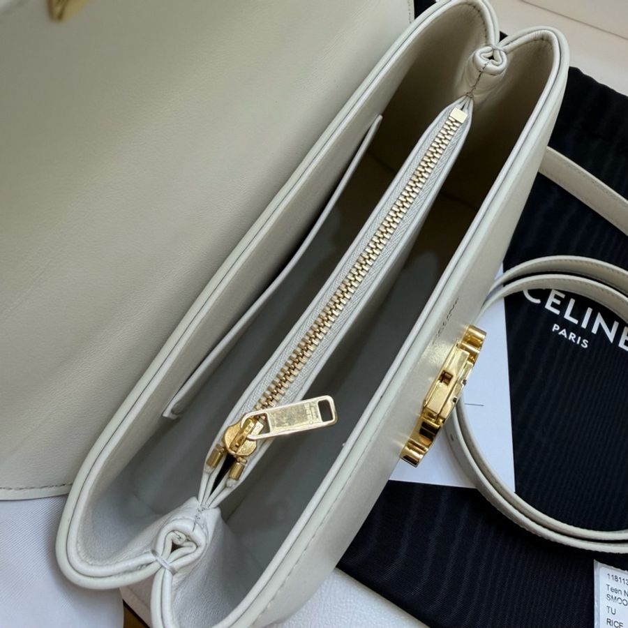 99新Celine 賽琳 TEEN NINO 牛皮 米色 尺寸： 20.5 x 13 x 8  附件：塵袋 卡紙-13