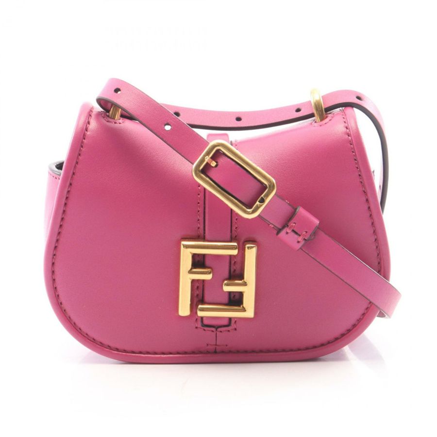 FENDI C'mon Nano 單肩斜背包 7AS219 皮革 粉紅色 金色五金 二手 女士-0