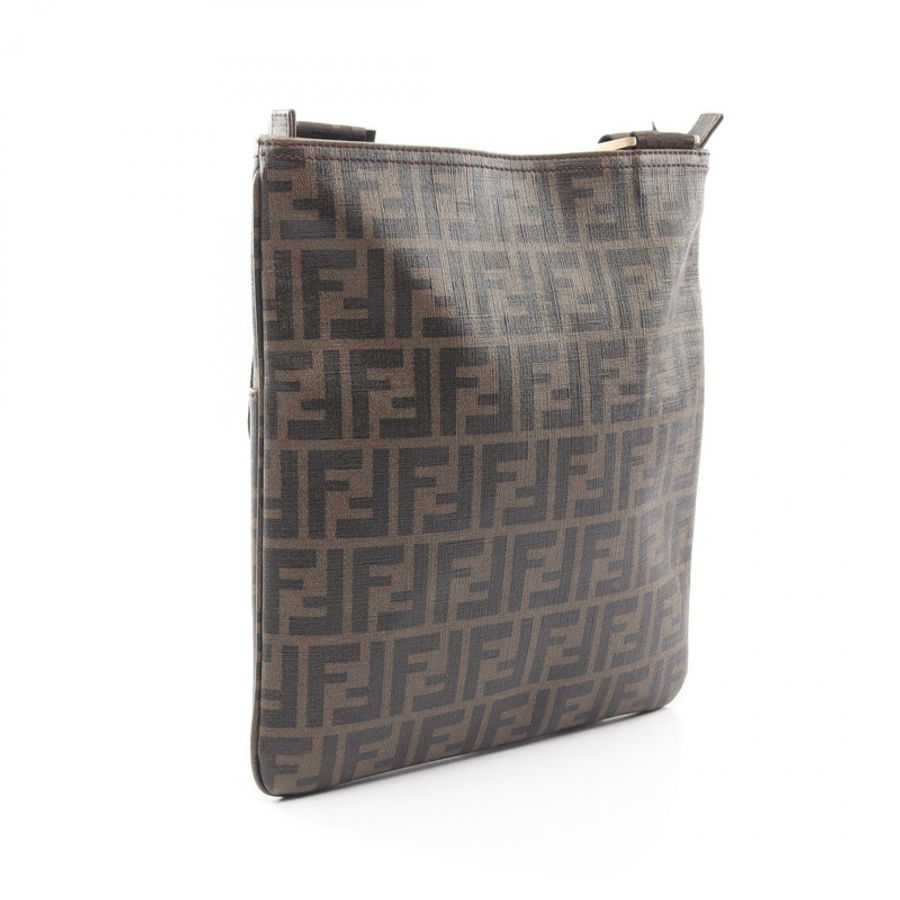 FENDI Zucca 肩斜背包 7VA207 PVC塗層帆布 棕色 黑色 二手-1