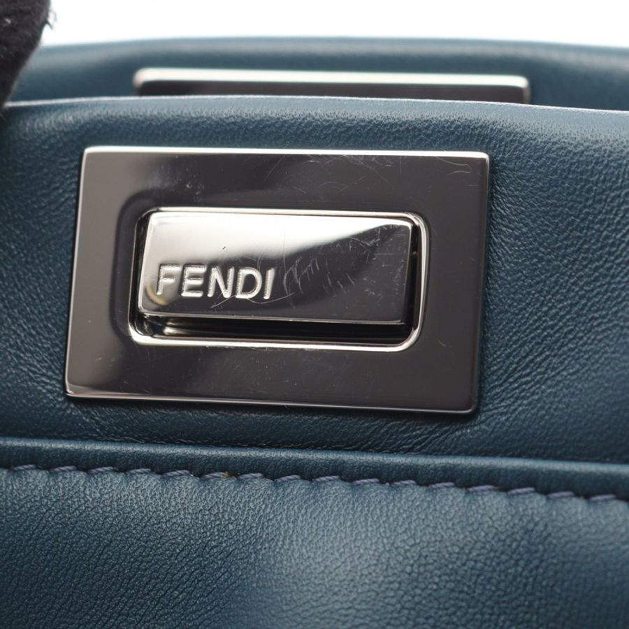 FENDI 迷你 Peekaboo 單肩斜背包 8BN244 皮革 藍色 二手 女士-6