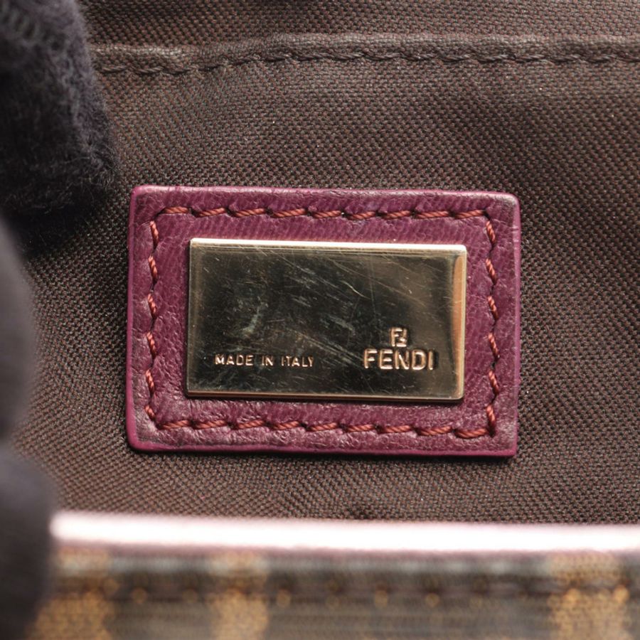 FENDI Zucca 單肩手提包 8BN133 帆布皮革 棕色 紫色 米色 二手 女士-3