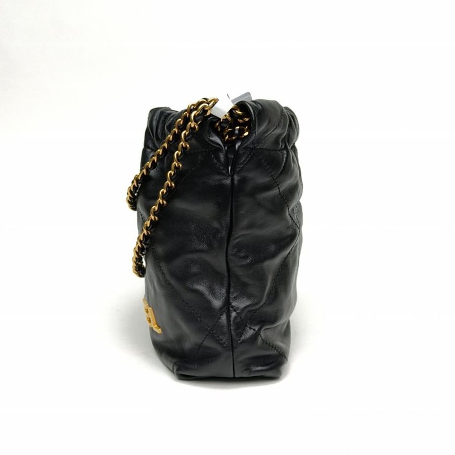 香奈兒 22BagTote托特包Mini黑色牛皮革晶片金扣肩背包-1