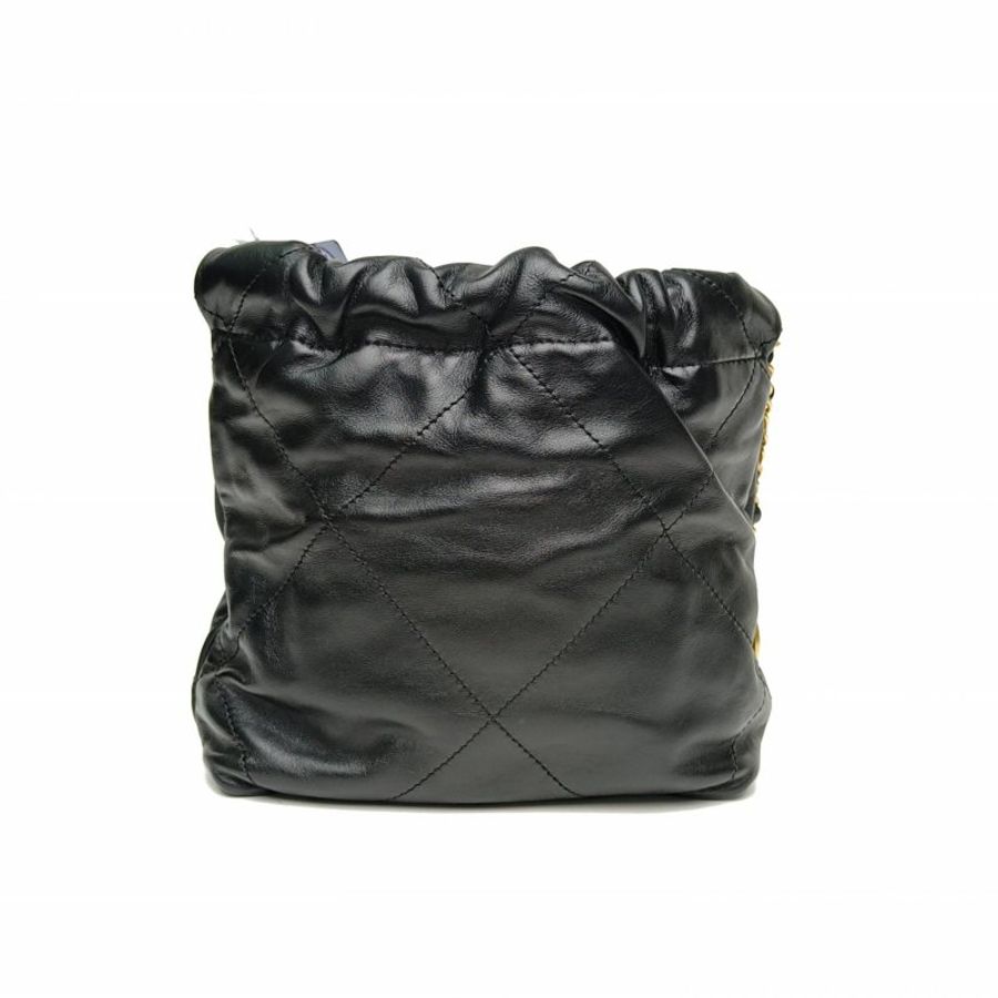 香奈兒 22BagTote托特包Mini黑色牛皮革晶片金扣肩背包-2