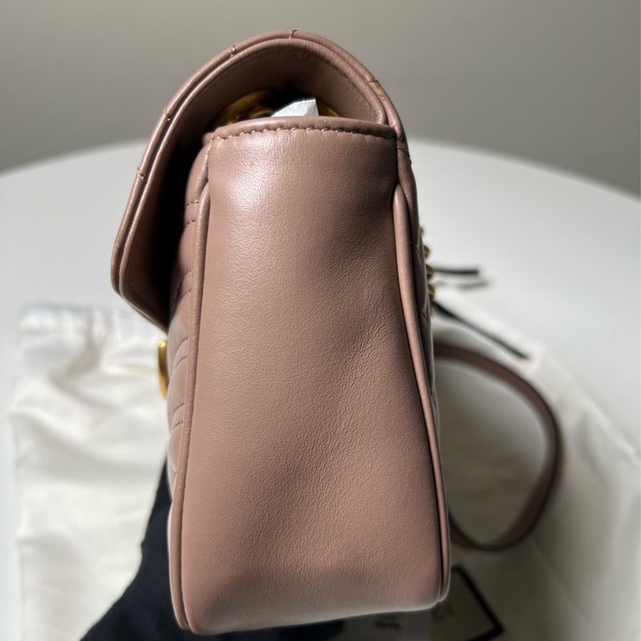 Gucci GG Marmont 26裸粉色肩背斜背包-8