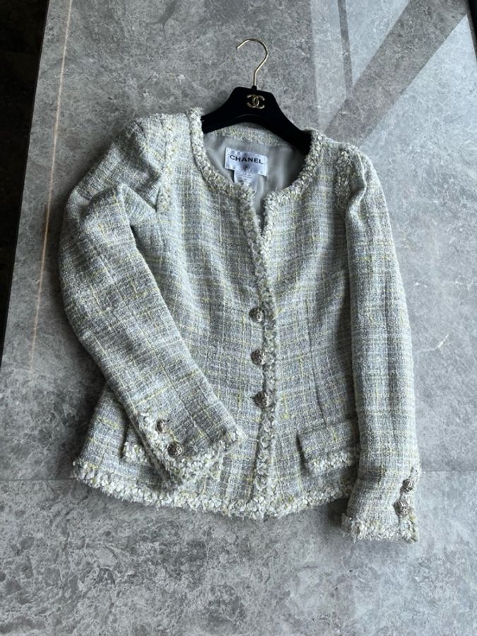 Chanel 09p浅绿色粗花呢外套fr36~~-0