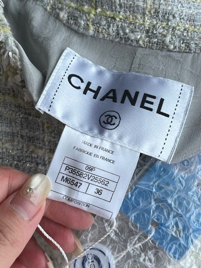 Chanel 09p浅绿色粗花呢外套fr36~~-3