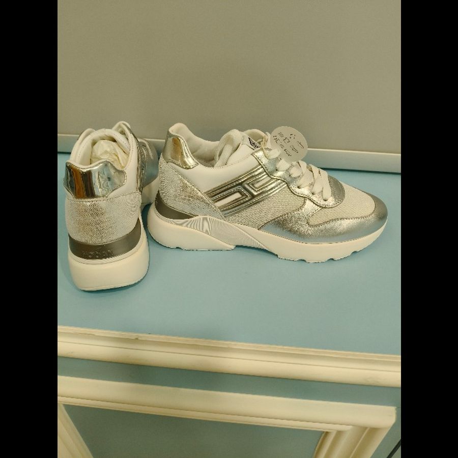Hogan Tod’s 姊妹牌(現貨) 35.5號復古 增高鞋 平底鞋 厚底鞋 老爹鞋 運動鞋 休閒鞋 - 米白/銀色-12