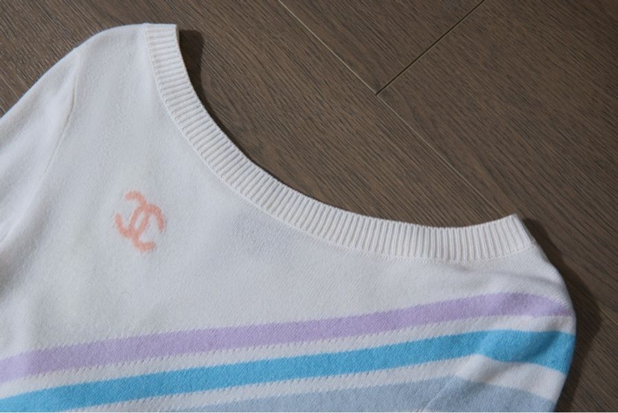 CHANEL La Pausa 19C 彩虹斜紋羊絨針織上衣-4