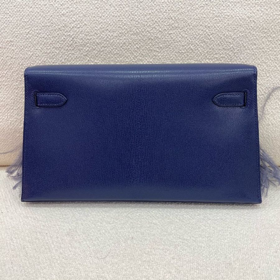 Hermès Kelly Elan Folie 羽毛 寶石藍 山羊皮 銀扣-2