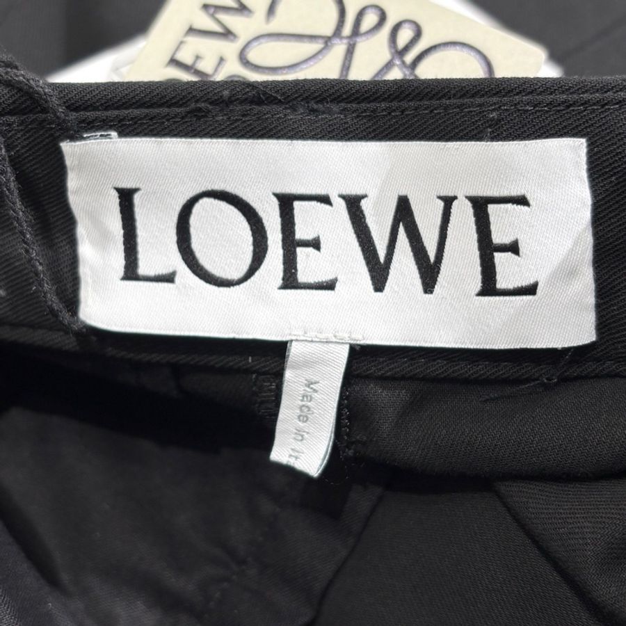Loewe 羅意威 25SS秀款 休閒長褲 38碼 打褶設計 黑色-2