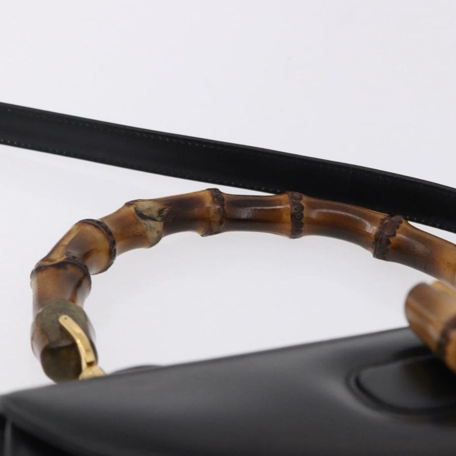 【日本直送】GUCCI 竹節手提包 皮革 兩用 黑色 金色 000 46 0633 正品 am12260SAV-13