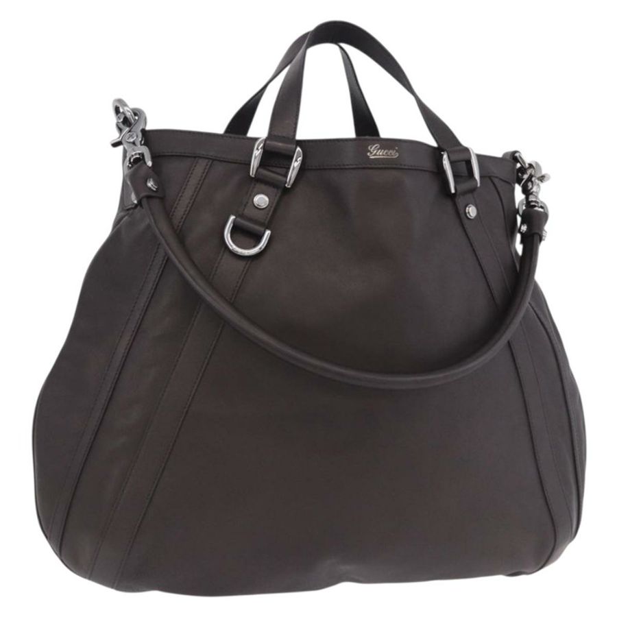 【日本直送】GUCCI 皮革雙肩包 奧特萊斯棕色銀色 268641 正品 am12238V-0
