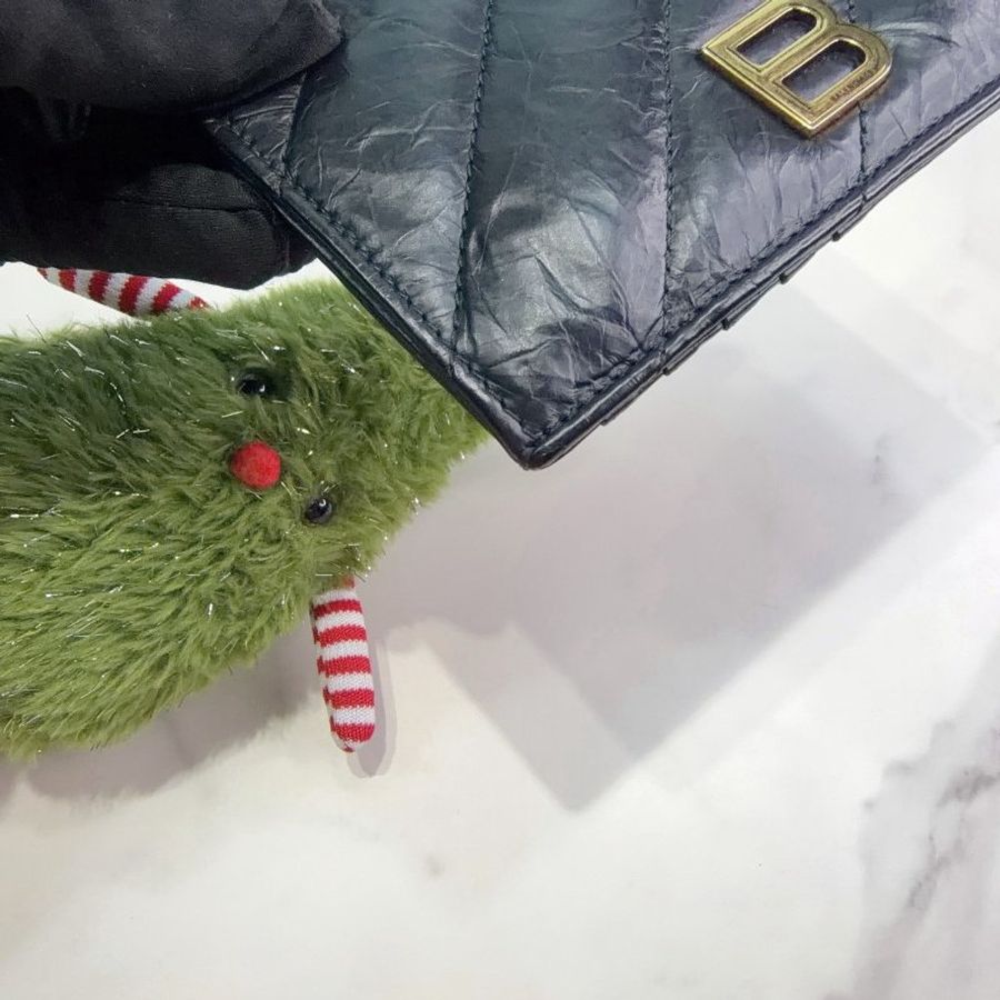 BALENCIAGA Crush黑色揉製牛皮零錢卡包-6