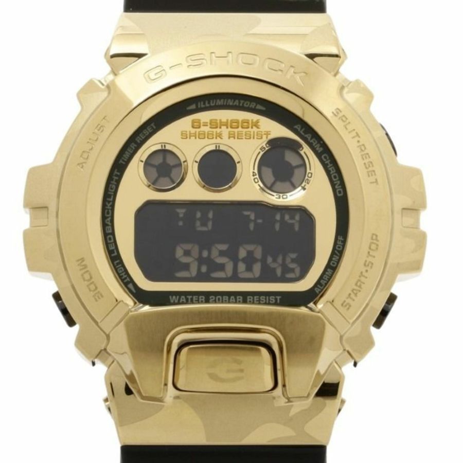 卡西歐 G-SHOCK BOLD 迷彩系列,以及金色數字 6900 系列 GM-6900CMG-3JF 金色迷彩不銹鋼樹脂男士數位手錶-0