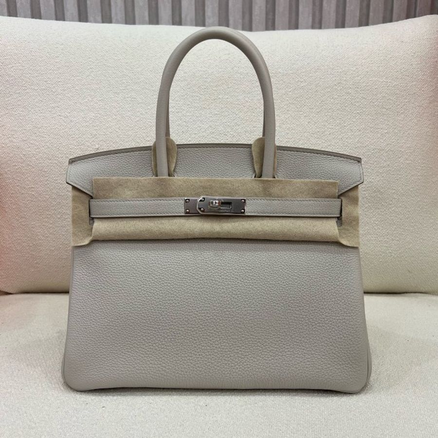 閑置未使用 愛馬仕 Hermès Birkin 30 8L冰川白 Togo皮 銀扣 K刻-0
