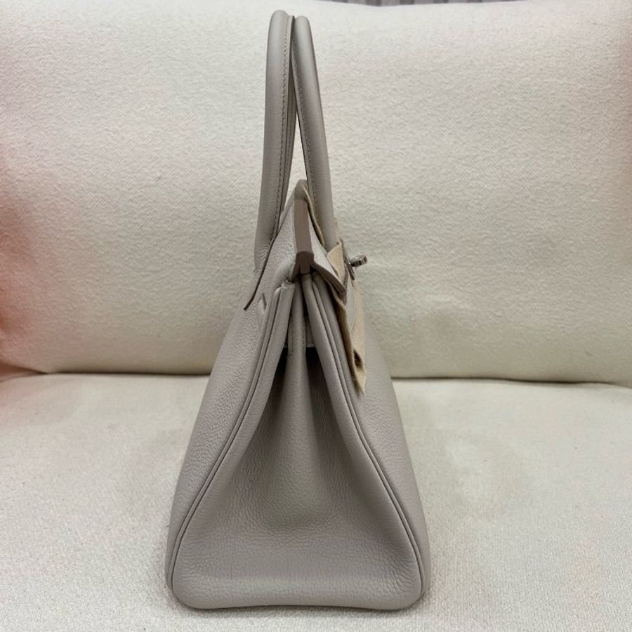 閑置未使用 愛馬仕 Hermès Birkin 30 8L冰川白 Togo皮 銀扣 K刻-2