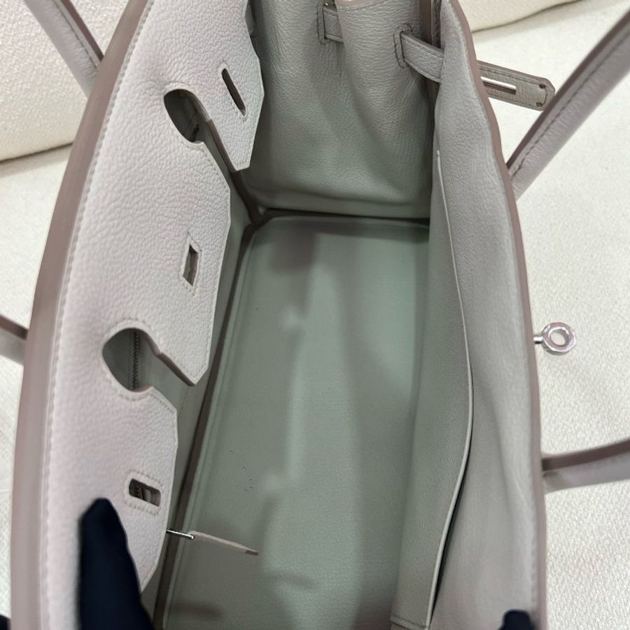 閑置未使用 愛馬仕 Hermès Birkin 30 8L冰川白 Togo皮 銀扣 K刻-5