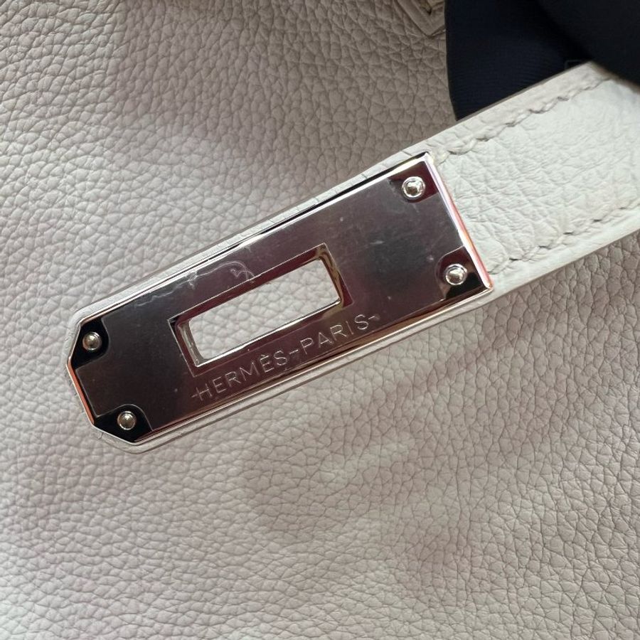 閑置未使用 愛馬仕 Hermès Birkin 30 8L冰川白 Togo皮 銀扣 K刻-7