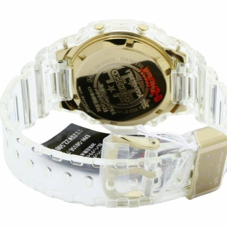 卡西歐 G-SHOCK 35週年紀念款 DW-5035E-7JR 冰川金透明樹脂男士數位手錶-4
