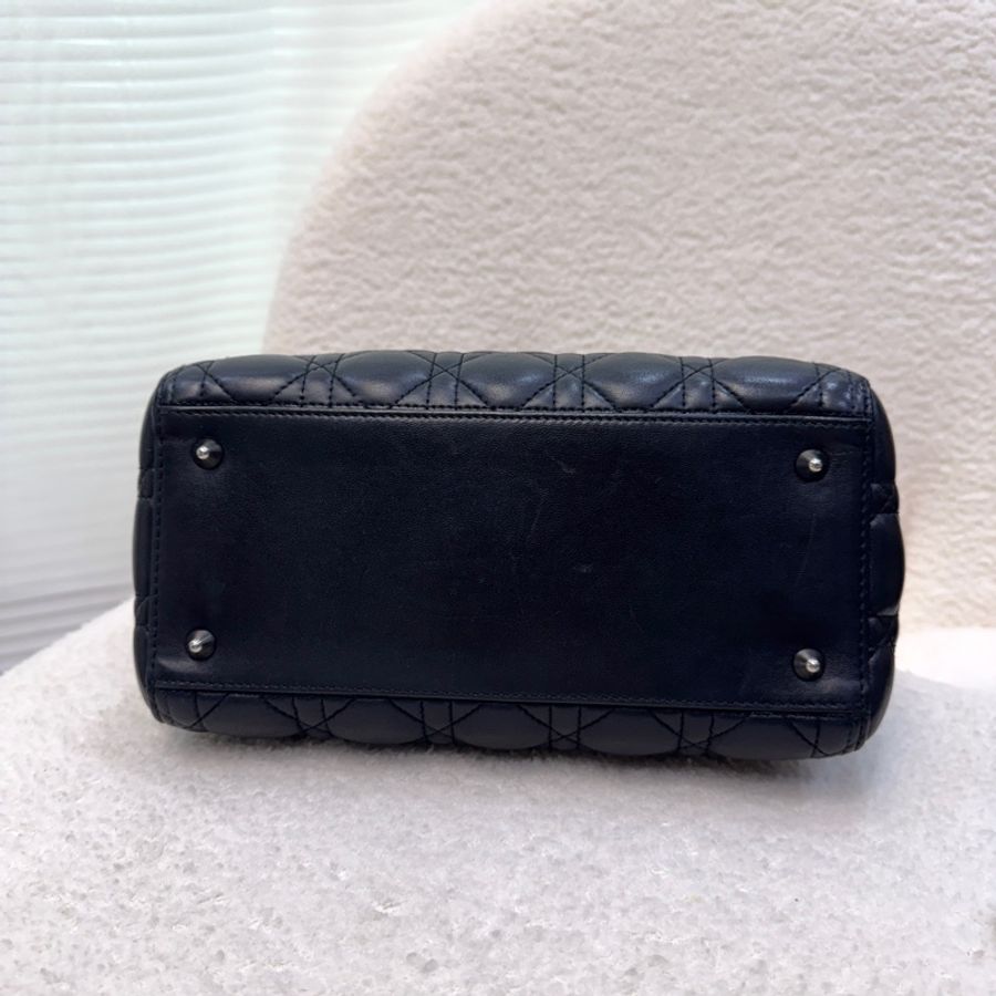 DIOR黑銀羊皮五格Vintage中號黛妃包-6