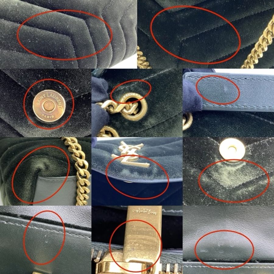 YSL LOULOU 綠色麂皮翻蓋肩背包-10