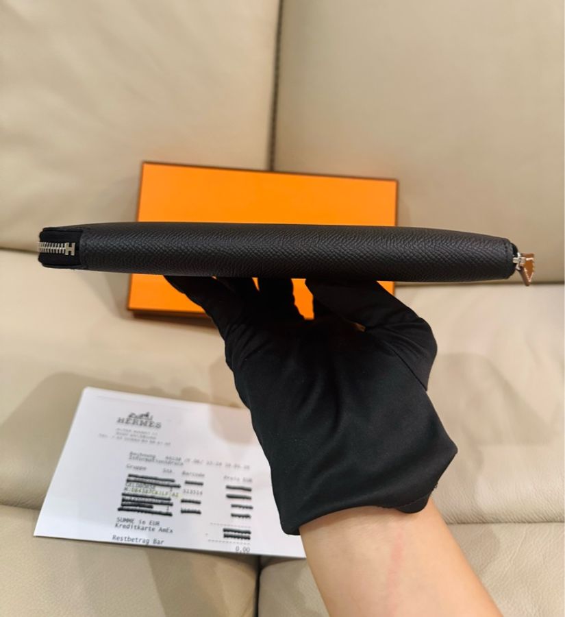 Hermes 愛馬仕 經典絲巾長夾/黑色款/自由之城/K刻/全新全配-8