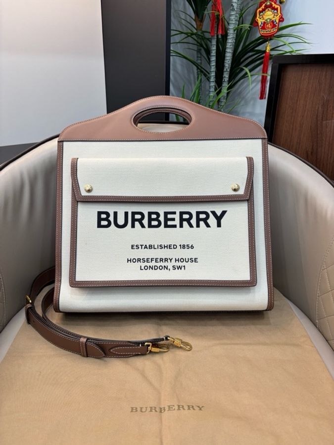 Burberry博柏利 Pocket bag 口袋包 托特包 肩帶可拆卸可調節 單肩斜挎手提包 中號 尺寸37*9.5*41-0