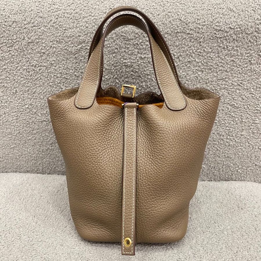 愛馬仕 Hermès Picotin 18 菜籃子 大象灰 TC皮 金扣 D刻-0