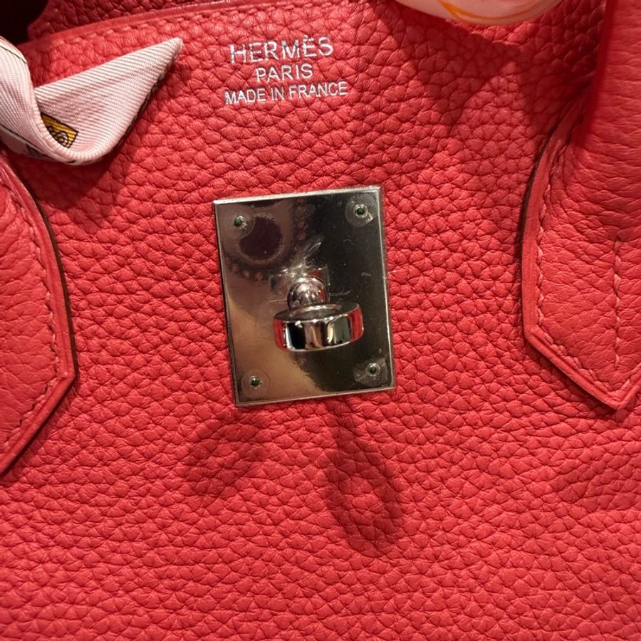 HERMES Birkin 35銀釦 粉橘色 方框R-7