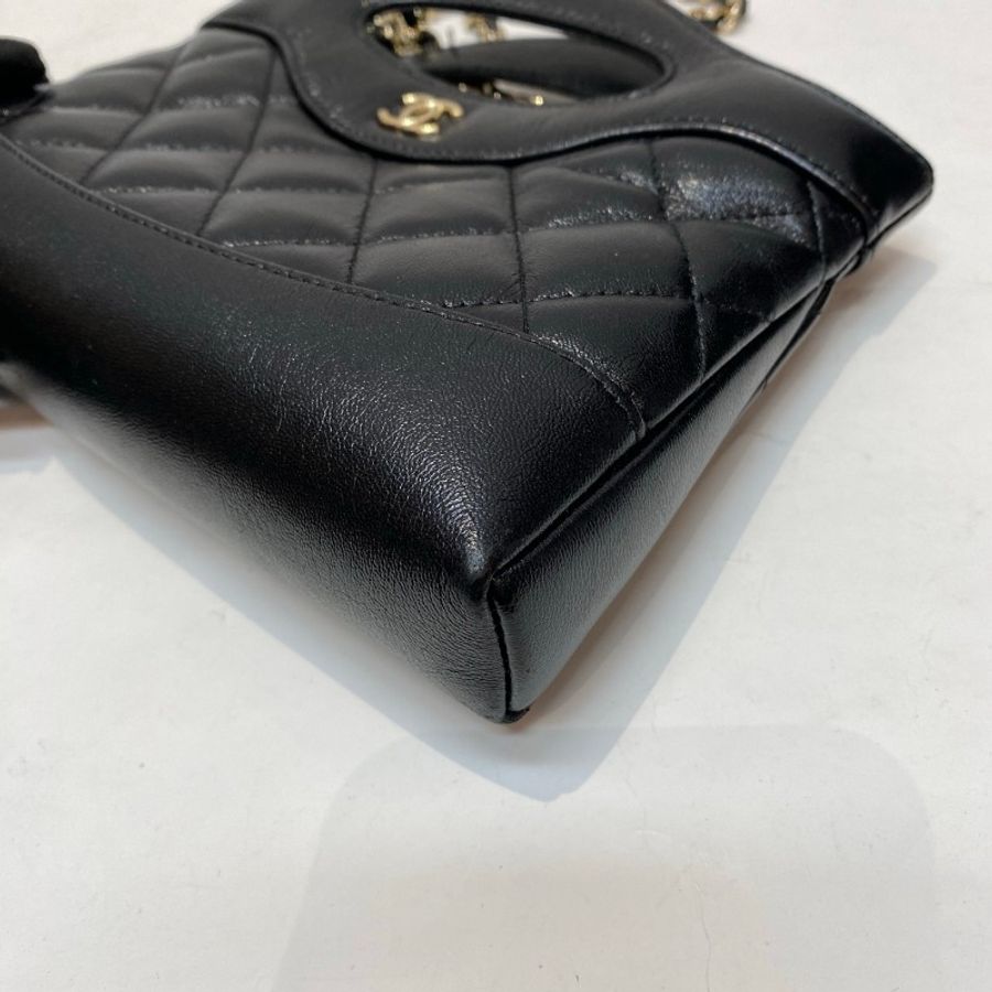 芯片款CHANEL香奈儿25p横版31bag nano黑金油蜡皮手提斜挎包20×16×3.5-20